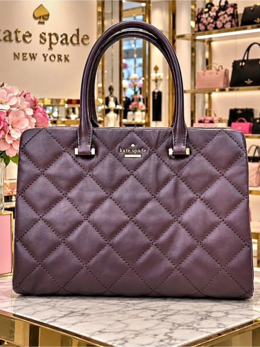 kate spade Quilted Satchel in Eggplant